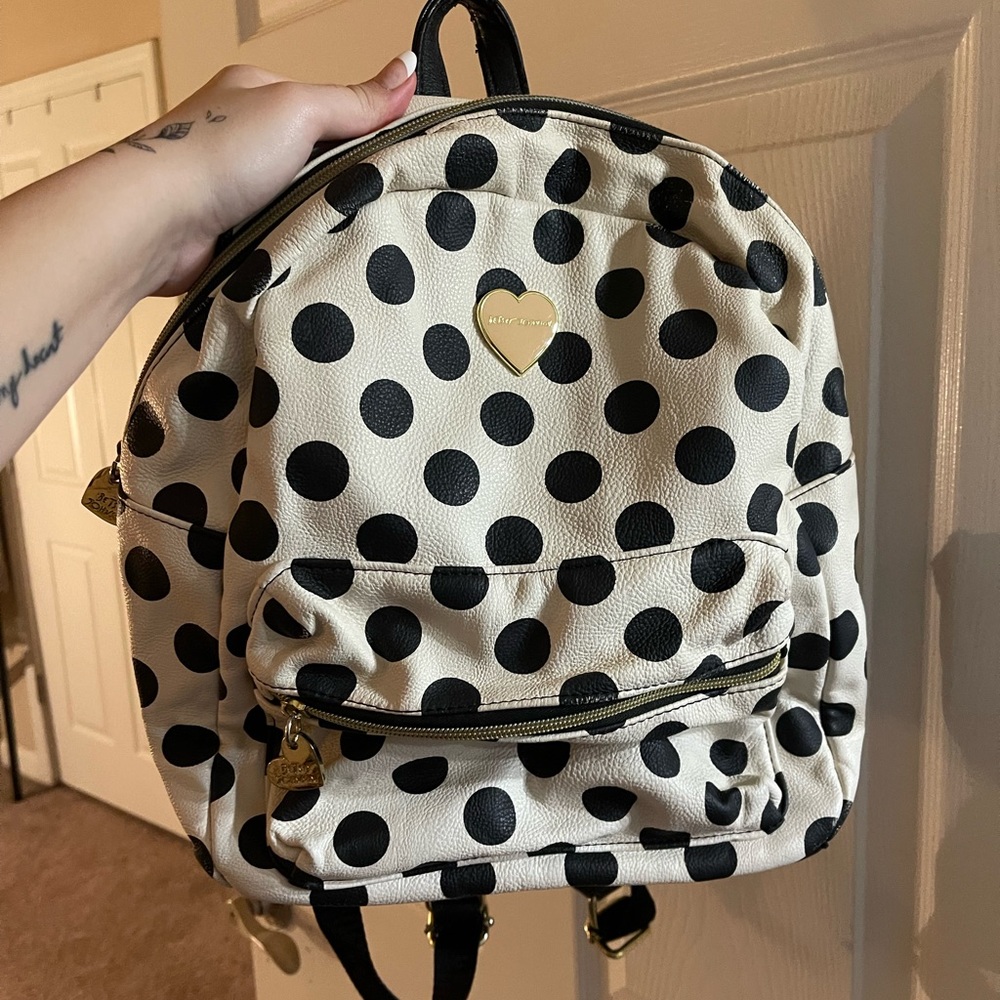 betsy johnson polka dot mini backpack